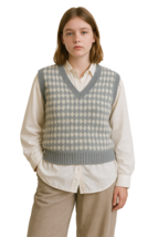 Vintage 80s 90s L.L. Bean Shetland Wool Sweater Vest Gray Ivory Houndsto... - $94.00