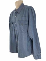 Duke Haband Mens L Blue Pearl Snap Rodeo Western Cowboy Chambray Shirt - £10.75 GBP