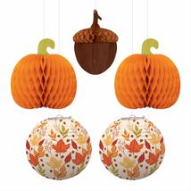Seasonal Harvest Hanging Bouquet with Paper Pumpkins, Fall Leaves, and Acorn Set - £16.51 GBP