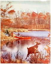 1960s Tense Moment Hunter&#39;s Hunting Buck Whitetail Deer Print Vintage DWJJ4 - $371.81 MXN
