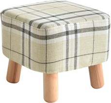 Ibuyke Small Footstool Padded Seat Wooden Legs Living Room Bedroom Tea, ... - £27.49 GBP