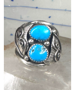 Navajo ring turquoise size 10.75 sterling silver women men - $3,451.02 MXN