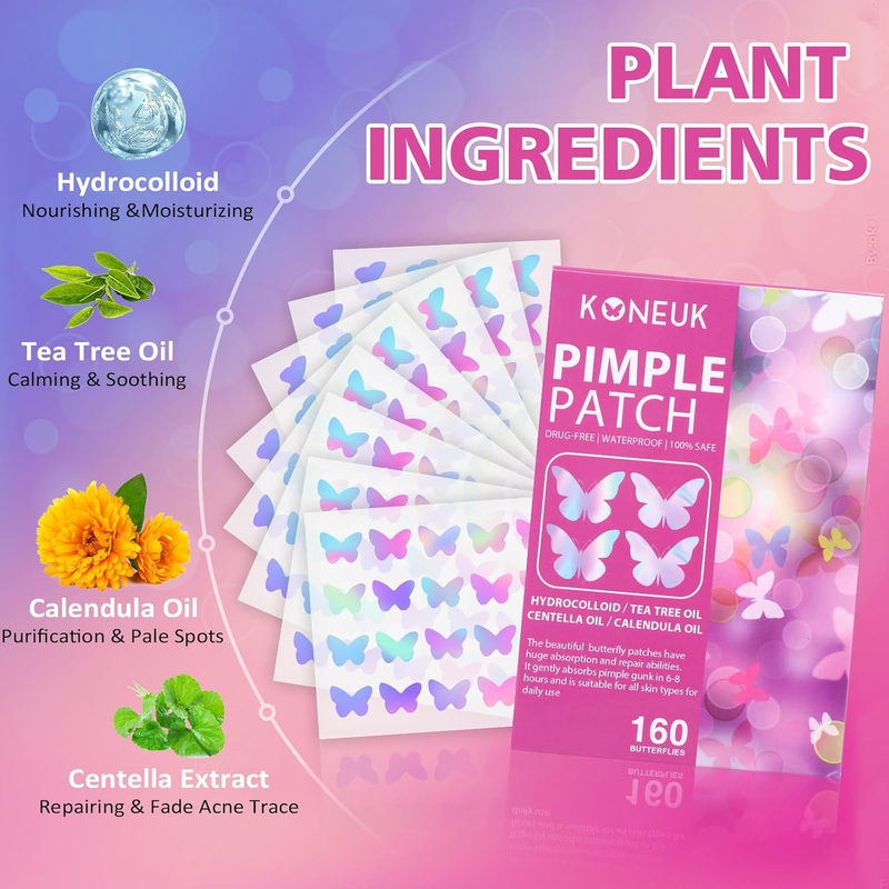 Acne Pimple Patches for Face (160 Counts), Hydrocolloid Acne Patches with Tea Tr Item image 4
