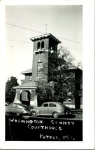 RPPC 1940s Washington County Courthouse in Potosi MO Street View Cars - £21.66 GBP