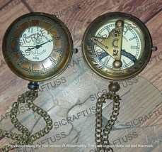 Set Of Two Antique Vintage Brass Push Button Pocket Watch - Rare Find - £30.93 GBP