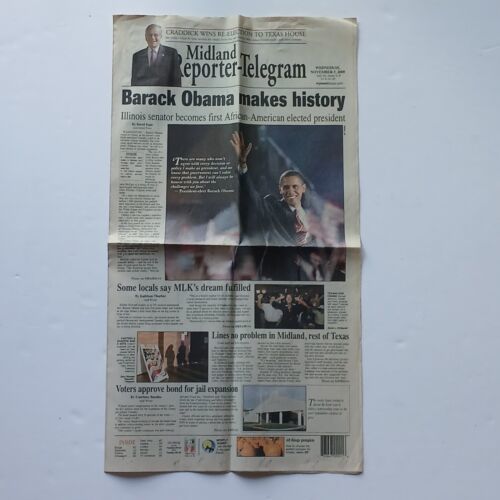 Midland Reporter November 5, 2008 Barack Obama Makes History - $9.49