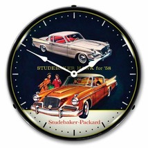 1958 Studebaker Hawk LED Clock Garage Oil Car Man Cave Lighted Nostalgic - £189.88 GBP