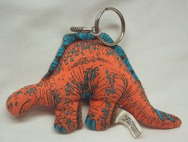 VINTAGE ORANGE STEGOSAURUS DINOSAUR Plush Stuffed Animal Toy Keychain De... - $14.85