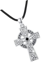 Celtic Cross Necklace 925 Sterling Silver Mens Cross Necklace Urn Viking Irish - £115.21 GBP