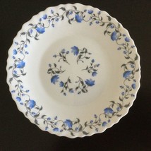 1 French Vintage Bread Salad Plate  Blue Flowers on White 7.5&quot; Glass wit... - $10.67