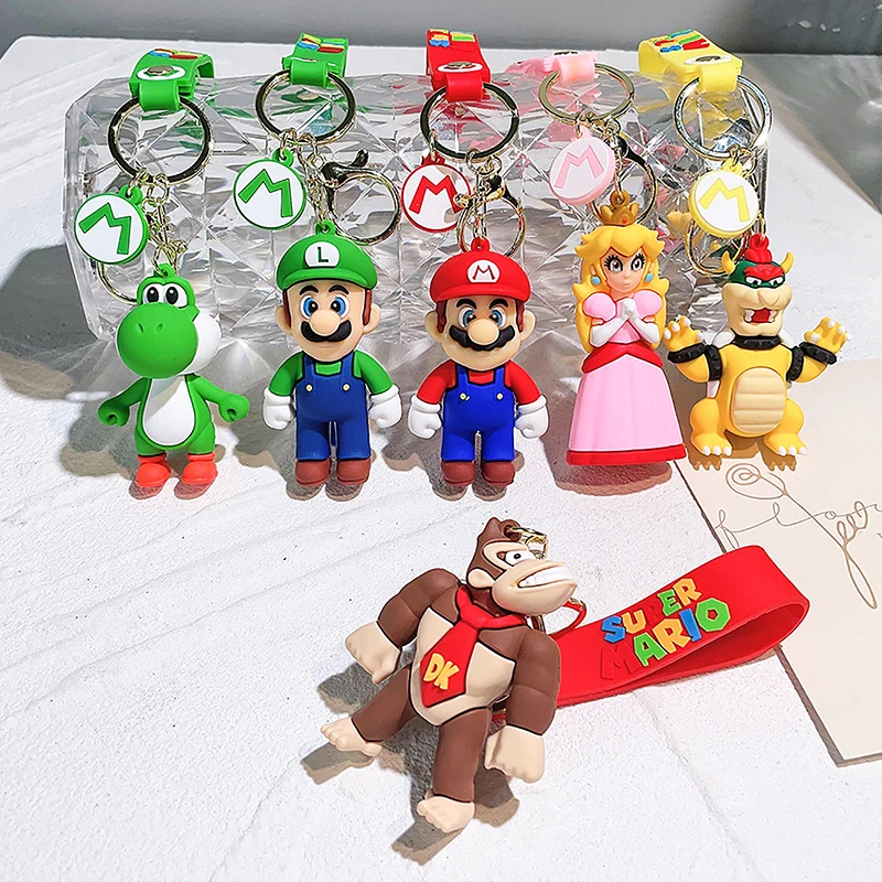 Cute Super Mario Bros Keychain Game Mario Figure Key Chain Creative Cartoon Bag - £5.91 GBP+