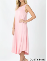  Zenana L Viscose Stretch Jersey Sleeveless  Round Neck A-Line Dress Dus... - $15.83