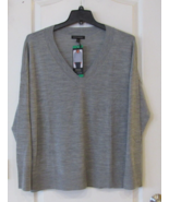 Banana Republic Merino Wool V-Neck Sweater Gray Women&#39;s Sz XL NWT - $22.93