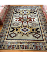 Mid Century Modern Wool Rug Caucasus Kazak Design Made in Spain 6&#39; x 9&#39; - $661.15