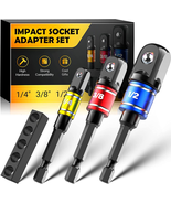 Impact Socket Adapter Set Tools - Gifts for Men Drill Adapter Driver Bit... - £7.83 GBP