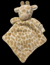 Carter&#39;s Giraffe Baby Blanket Beige Tan White Pacifier Holder 14&quot; x 14&quot; Blankie  - £11.77 GBP