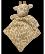 Carter&#39;s Giraffe Baby Blanket Beige Tan White Pacifier Holder 14&quot; x 14&quot; ... - £11.81 GBP