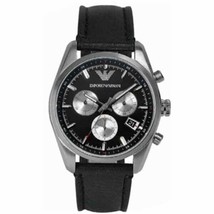 NWT Emporio Armani Men&#39;s Quartz Watch AR6009 Black/Silver - £153.43 GBP