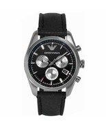 NWT Emporio Armani Men&#39;s Quartz Watch AR6009 Black/Silver - £153.46 GBP