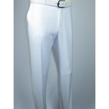 Men's MONO Turkey Slacks Wool Blend Plain Front Slim Fit 2534-10 White image 3