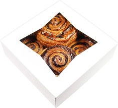 50 Pack 8x8x2.5 Inch White Bakery Boxes with Window Pastry Desserts Trea... - £42.42 GBP