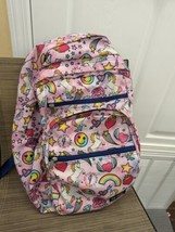 Top Trenz Unicorn Emoji Pink Backpack School Girls 5 Zipper Colorful Trendy Gift - £31.75 GBP