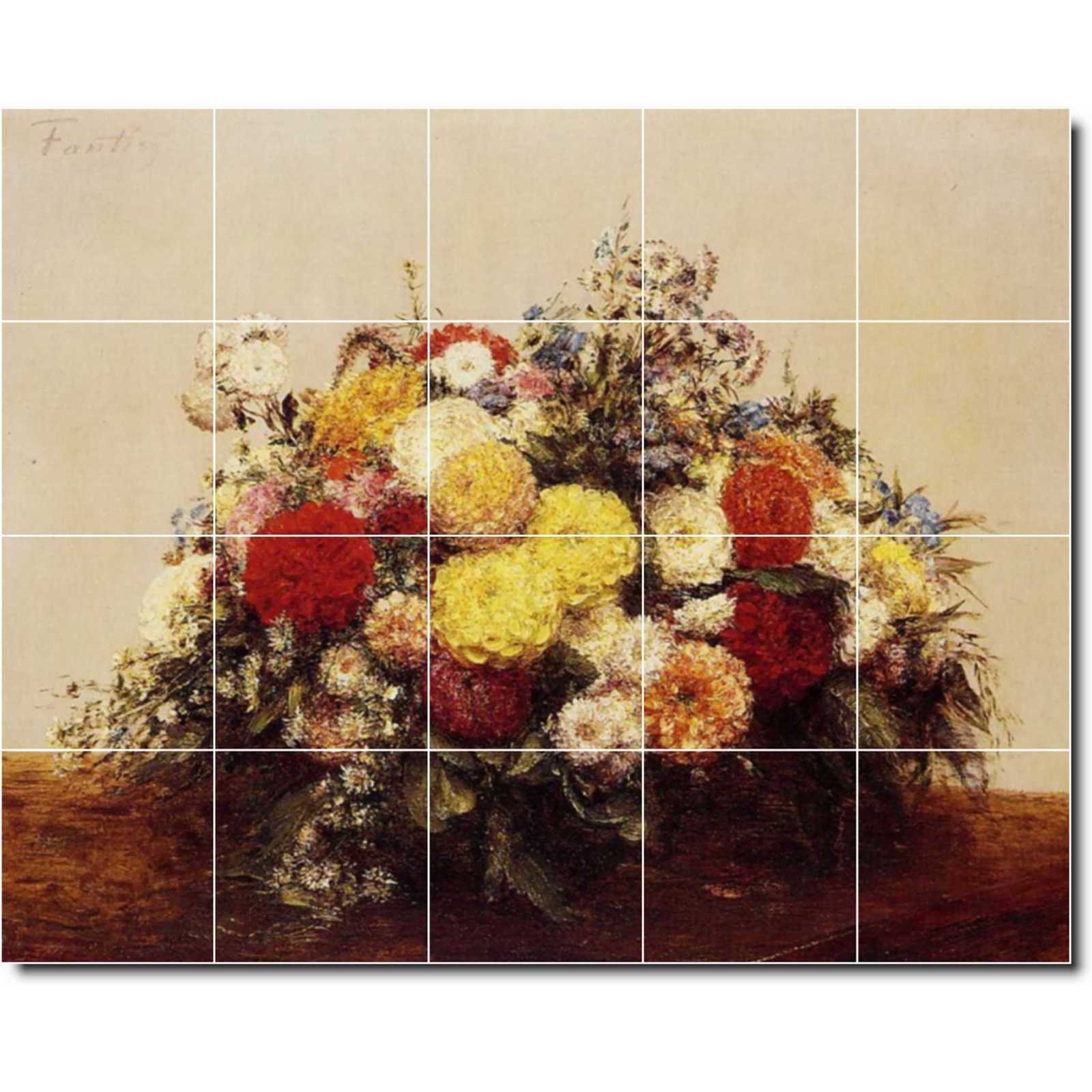Fantin latour henri large vase of dahlias and assorted flowers