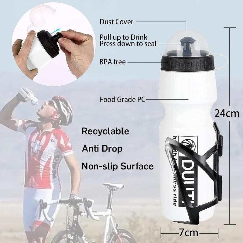 Bike Bottle Holder & Cage - Ultralight Plastic, Bpa-Free 25Oz Water Bottle for M Item image 3