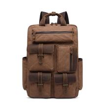 Mens Waterproof Large Capacity Europe Luxury Canvas Leather Travel Backpack  - £87.48 GBP