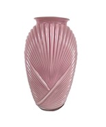 Vintage 1980s Anchor Hocking Pink Ribbed Glass Vase – Hollywood Art Deco  - $33.25