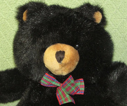 Playful Pals Black Teddy 12&quot; Bear Stuffed Animal Mervyn&#39;s Exclusive Plush w/BOW - £17.60 GBP