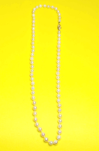 100% Genuine Real White Pinkish Pearl Chain Necklace With 14K Gold Clip Jewelry - £49.43 GBP