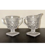 Imperial Glass Cape Cod Clear Open Sugar and Creamer 4.5&quot; Square Base Fa... - $245.29 MXN