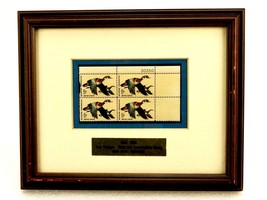 Framed Vintage Postage Stamps, 6c, Waterfowl Conservation, Ohio Ducks Un... - $29.35