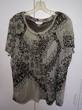 C. J. Banks Ladies Ss Nylon SHEER/LINED TOP-1X-NWOT-SMOCKING Front TOP-COMFY - £6.04 GBP
