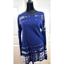 Nic+Zoe tunic stretchy M Royal Blue White accents - £19.04 GBP