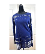 Nic+Zoe tunic stretchy M Royal Blue White accents - £18.90 GBP