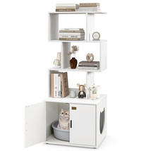 56 Inch Tall Cat Litter Box Enclosure with Storage-White - Color: White - $2,942.24 MXN