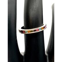 Vintage 925 Sterling Silver Multi-Color Gems Eternity Ring Size 6 Signed - $34.16