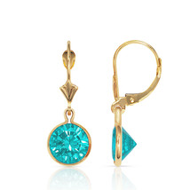 14K Yellow Gold Bezel Set Round Dangle Leverback Earrings 2Ct - £112.59 GBP