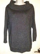 CHARTER CLUB Cowl Neck Sweater Silver Metallic Thread Size large - £14.25 GBP