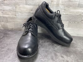 Vtg Loveless Oxford Men 14M Shoes Black Leather Plain Toe Composite Toe ... - $27.54