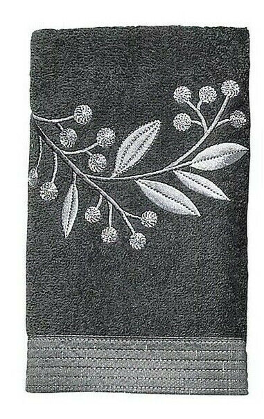 Avanti Madison Hand Towel Granite Gray Embroidered Guest Bathroom Discontinued - $22.42