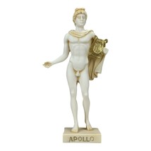 Apollo Greek Roman God of Music Male Cast Marble Statue Sculpture Patina... - $42.86