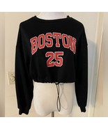 Shein Curve Sweatshirt Women’s XS Black Red Graphic Boston 25 Long Sleeve - $13.57 CAD