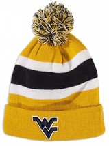West Virginia Mountaineer&#39;s Gold Beanie with Pom Pom&#39;s - $314.52 MXN