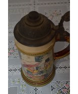 Rare Vintage German Beer Mug by Mettlach,Tavern with Beer Barometer - $350.00