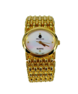 Vintage Ladies DEJUNO Japan Movement Wristwatch OPALESCENT Face Wide Gol... - $36.53 CAD