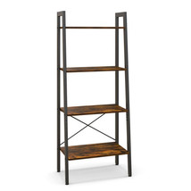 4-Tier Bookshelf with Metal Frame and Adjustable Foot Pads-Rustic Brown ... - $1,582.65 MXN