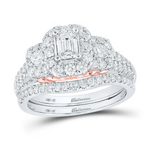 14kt Two-tone Gold Emerald Diamond Bridal Wedding Ring Band Set 1-1/2 Cttw - £2,897.35 GBP
